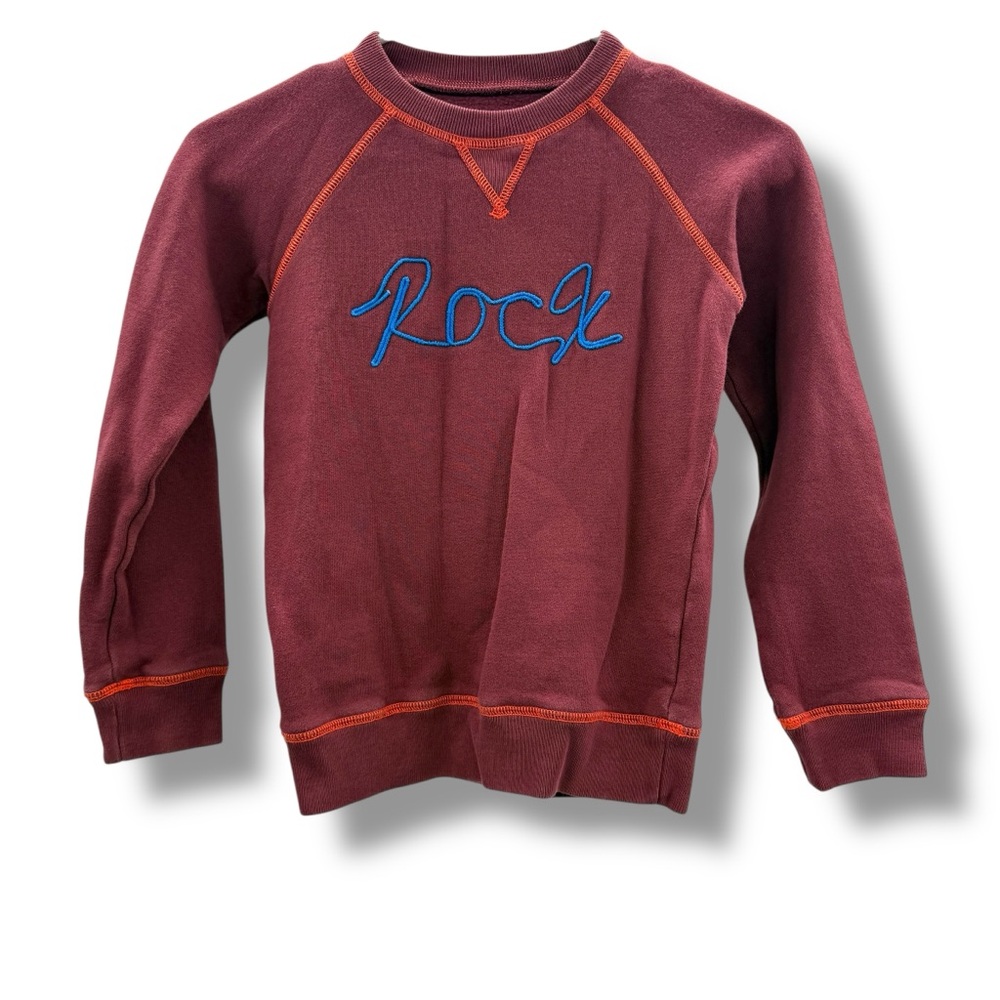 Mini Boden Sweatshirt Kids Size 7-8 Red‎ Pullover Rock Graphic Long Sleeve